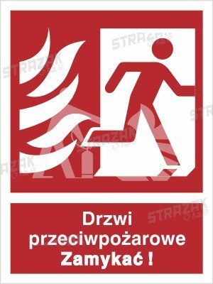 DRZWI PRZECIWPOŻAROWE. ZAMYKAĆ! (W PRAWO) - folia zwykła 15x20cm