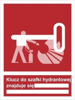 KLUCZ DO SZAFKI HYDRANTOWEJ ZNAJDUJE SIĘ ... - płyta sztywna 15x20cm