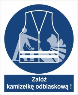 NAKAZ STOSOWANIA KAMIZELKI ODBLASKOWEJ - płyta sztywna 5x7cm