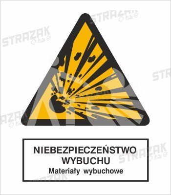 NIEBEZPIECZEŃSTWO WYBUCHU - MATERIAŁ WYBUCHOWE - folia zwykła 20x30cm