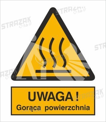 OSTRZEŻENIE PRZED GORĄCĄ POWIERZCHNIĄ - folia samoprzylepna 5x7cm