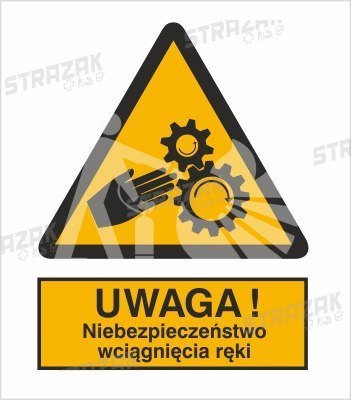 OSTRZEŻENIE PRZED NIEBEZPIECZEŃSTWEM WCIĄGNIĘCIA RĘKI - folia samoprzylepna 5x7cm