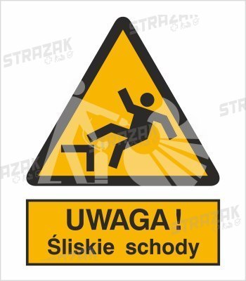 OSTRZEŻENIE PRZED ŚLISKIMI SCHODAMI - płyta sztywna 10x15cm