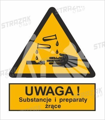 OSTRZEŻENIE PRZED SUBSTANCJAMI I PREPARATAMI ŻRĄCYMI - folia samoprzylepna 5x7cm