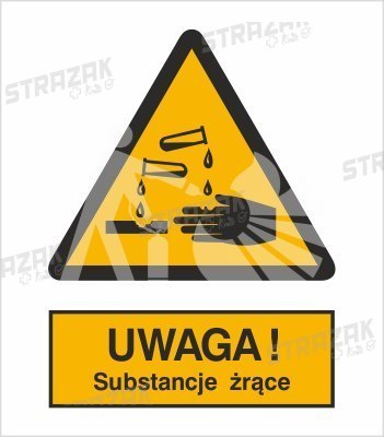 OSTRZEŻENIE PRZED SUBSTANCJAMI ŻRĄCYMI - płyta sztywna 10x15cm