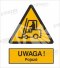 OSTRZEŻENIE PRZED URZĄDZENIAMI DO TRANSPORTU POZIOMEGO - folia samoprzylepna 20x30cm