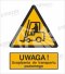 OSTRZEŻENIE PRZED URZĄDZENIAMI DO TRANSPORTU POZIOMEGO - folia samoprzylepna 20x30cm