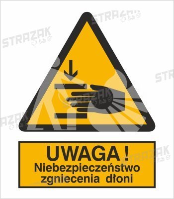 OSTRZEŻENIE PRZED ZGNIECENIEM DŁONI - płyta sztywna 10x15cm