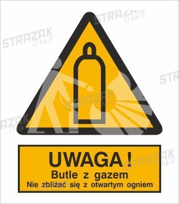 UWAGA! BUTLE Z GAZEM. NIE ZBLIŻAĆ SIĘ Z OTWARTYM OGNIEM - folia samoprzylepna 20x30cm