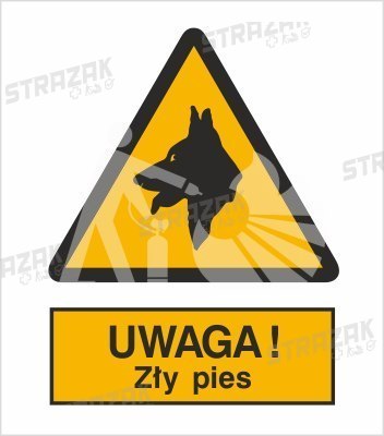 UWAGA! ZŁY PIES - folia samoprzylepna 20x30cm