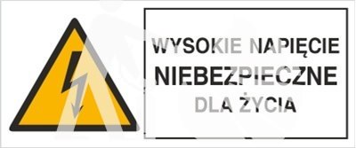 WYSOKIE NAPIĘCIE NIEBEZPIECZNE DLA ŻYCIA - folia samoprzylepna 5x7cm
