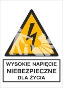 WYSOKIE NAPIĘCIE NIEBEZPIECZNE DLA ŻYCIA - folia samoprzylepna 7x20cm
