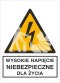 WYSOKIE NAPIĘCIE NIEBEZPIECZNE DLA ŻYCIA - folia samoprzylepna 7x20cm