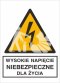 WYSOKIE NAPIĘCIE NIEBEZPIECZNE DLA ŻYCIA - płyta sztywna 10x15cm