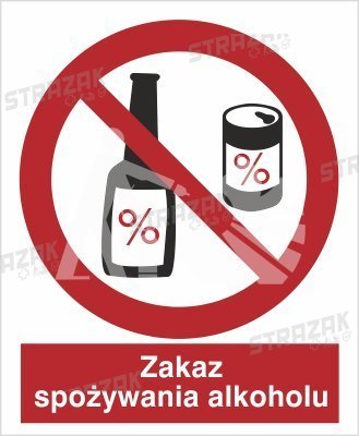 ZAKAZ SPOŻYCIA ALKOHOLU - folia samoprzylepna 20x30cm