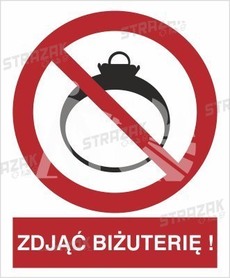 ZAKAZ WCHODZENIA Z BIŻUTERIĄ - folia samoprzylepna 20x30cm