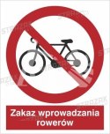 ZAKAZ WPROWADZANIA ROWERÓW - płyta sztywna 23x23cm