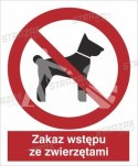 ZAKAZ WSTĘPU ZE ZWIERZĘTAMI - folia samoprzylepna 20x30cm