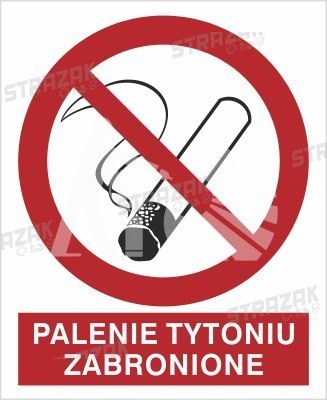 ZNAK PALENIE TYTONIU ZABRONIONE - płyta sztywna 5x7cm